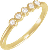 14K Gold Round Natural Diamond Rose-Cut Stackable Ring - Yellow Gold