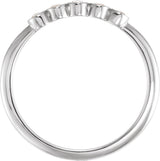 14K Gold Round Natural Diamond Rose-Cut Stackable Ring - White Gold - view 2
