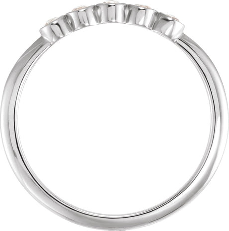 Platinum Round Natural Diamond Rose-Cut Stackable Ring - view 2
