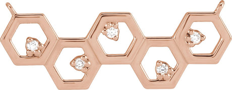 14K Gold Round Natural Diamond Honeycomb Necklace - Rose Gold