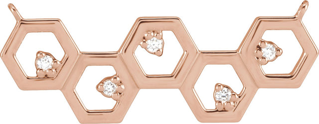 14K Gold Round Natural Diamond Honeycomb Necklace - Rose Gold