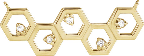 14K Gold Round Natural Diamond Honeycomb Necklace - Yellow Gold
