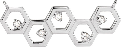 14K Gold Round Natural Diamond Honeycomb Necklace - White Gold