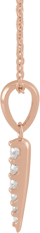 14K Gold Round Natural Diamond Spike Necklace or Pendant - Rose Gold - view 2