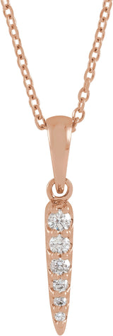 14K Gold Round Natural Diamond Spike Necklace or Pendant - Rose Gold