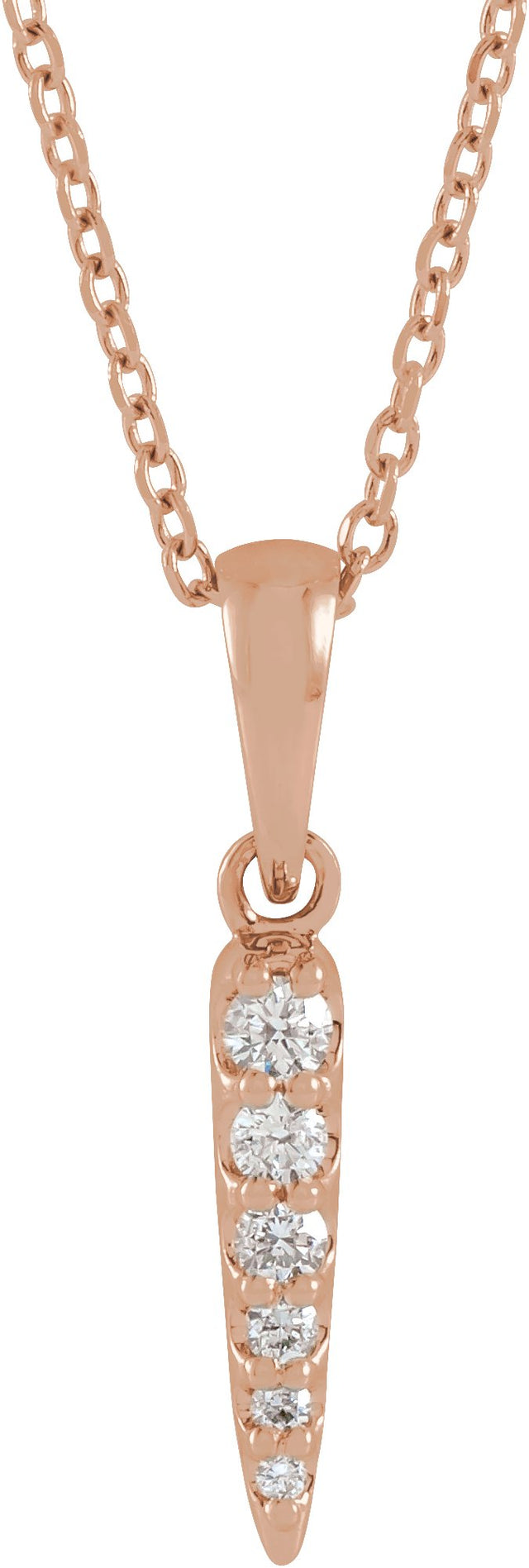 14K Gold Round Natural Diamond Spike Necklace or Pendant - Rose Gold