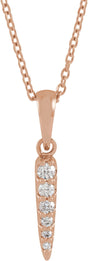 14K Gold Round Natural Diamond Spike Necklace or Pendant - Rose Gold