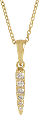 14K Gold Round Natural Diamond Spike Necklace or Pendant - Yellow Gold