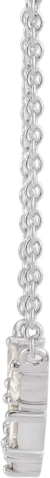 Platinum Straight Baguette Natural Diamond Petite V Necklace - view 2