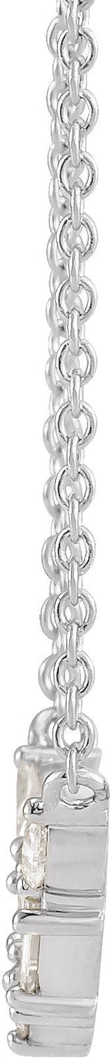 14K Gold Straight Baguette Natural Diamond Petite V Necklace - White Gold - view 2