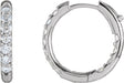 14K Gold Round Natural Diamond Inside-Outside Hoop Earrings – 2.4-2.8mm Stones - White Gold
