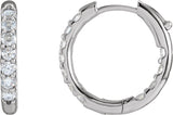 14K Gold Round Natural Diamond Inside-Outside Hoop Earrings – 2.4-2.8mm Stones - White Gold