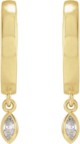 14K Gold Marquise Natural Diamond Accented Hinged Hoop Earrings - Rose Gold - view 3
