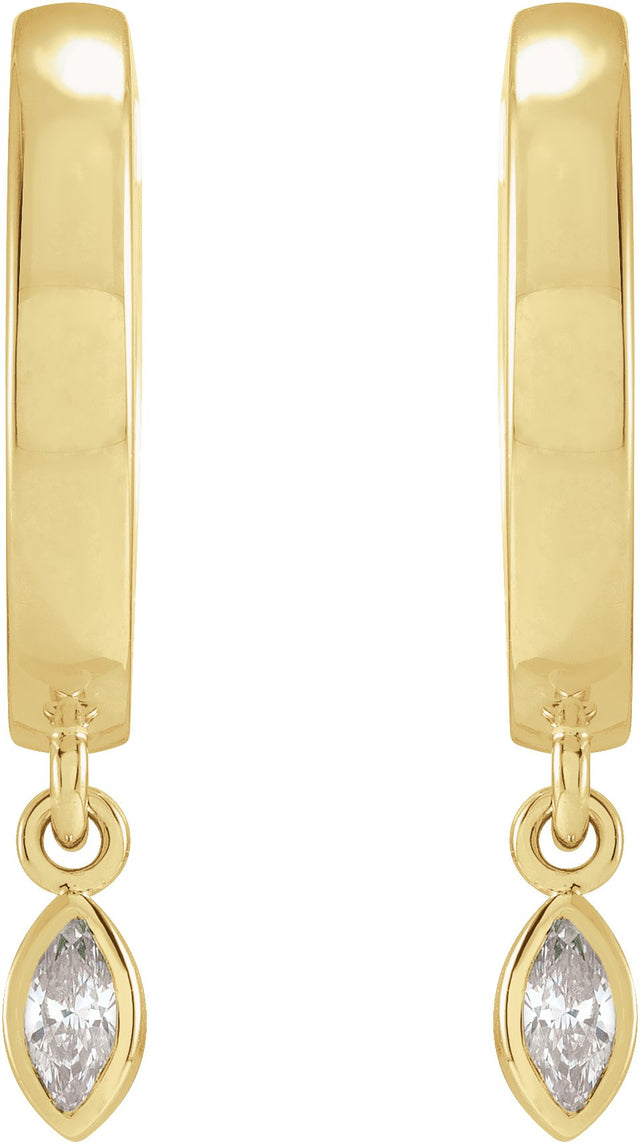 14K Gold Marquise Natural Diamond Accented Hinged Hoop Earrings - Rose Gold - view 3