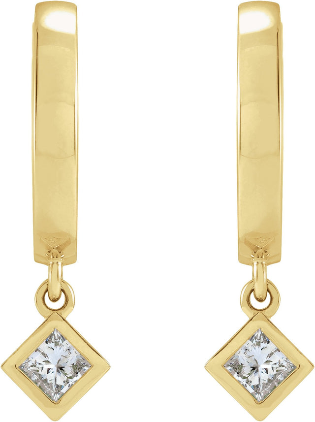 14K Gold Marquise Natural Diamond Accented Hinged Hoop Earrings - Yellow Gold - view 2