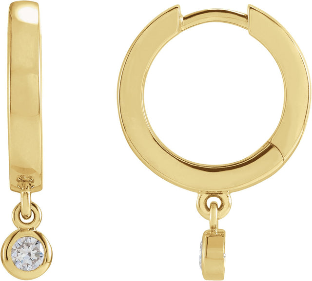 14K Gold Marquise Natural Diamond Accented Hinged Hoop Earrings - Yellow Gold