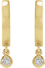 14K Gold Marquise Natural Diamond Accented Hinged Hoop Earrings - Yellow Gold - view 2