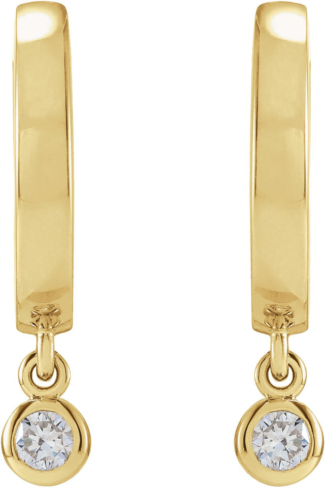 14K Gold Marquise Natural Diamond Accented Hinged Hoop Earrings - Yellow Gold - view 2
