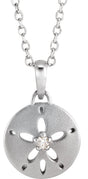 Platinum Round Natural Diamond Sand Dollar Necklace or Pendant