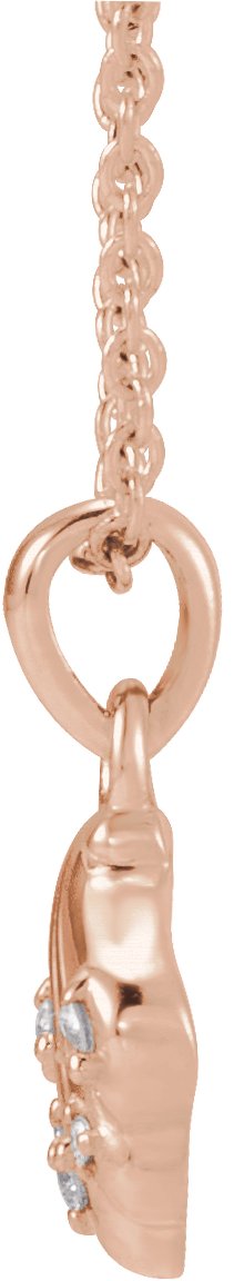 14K Gold Round Natural Diamond Seashell Necklace or Pendant - Rose Gold - view 2