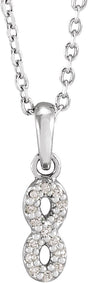 Platinum Round Natural Diamond Petite Infinity Necklace or Pendant