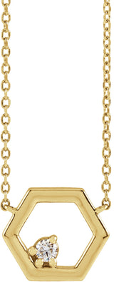 14K Gold Round Natural Diamond Honeycomb Necklace – 0.06 CTW - Yellow Gold