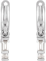 14K Gold Round Natural Diamond Fringe Hoop Earrings - White Gold - view 2