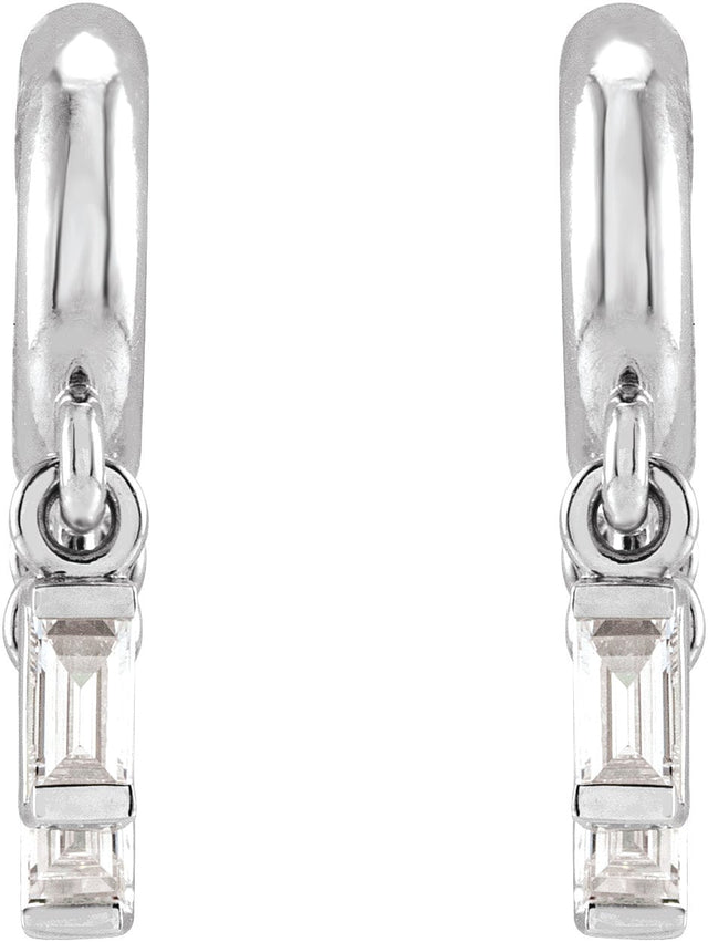 14K Gold Round Natural Diamond Fringe Hoop Earrings - White Gold - view 2