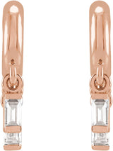 14K Gold Round Natural Diamond Fringe Hoop Earrings - Rose Gold - view 2