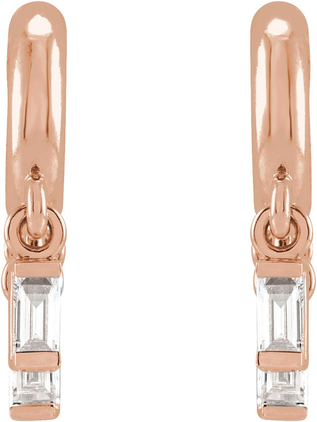 14K Gold Round Natural Diamond Fringe Hoop Earrings - Rose Gold - view 2