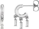 14K Gold Round Natural Diamond Fringe Hoop Earrings - White Gold