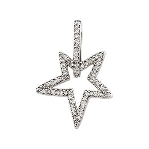 14K Gold Round Natural Diamond Accented Star Pendant