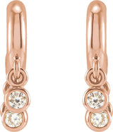 14K Gold Round Natural Diamond Fringe Hoop Earrings - Rose Gold - view 2