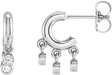 Platinum Round Natural Diamond Fringe Hoop Earrings