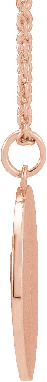 14K Gold Marquise Natural Diamond Accented Disc Necklace or Pendant - Rose Gold - view 2
