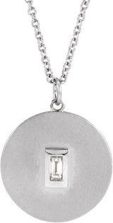 14K Gold Marquise Natural Diamond Accented Disc Necklace or Pendant - White Gold