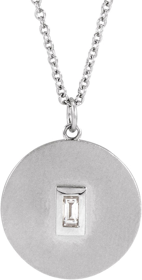 14K Gold Marquise Natural Diamond Accented Disc Necklace or Pendant - White Gold