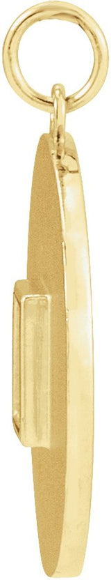 14K Gold Marquise Natural Diamond Accented Disc Necklace or Pendant - Yellow Gold - view 2