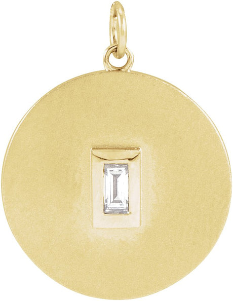 14K Gold Marquise Natural Diamond Accented Disc Necklace or Pendant - Yellow Gold