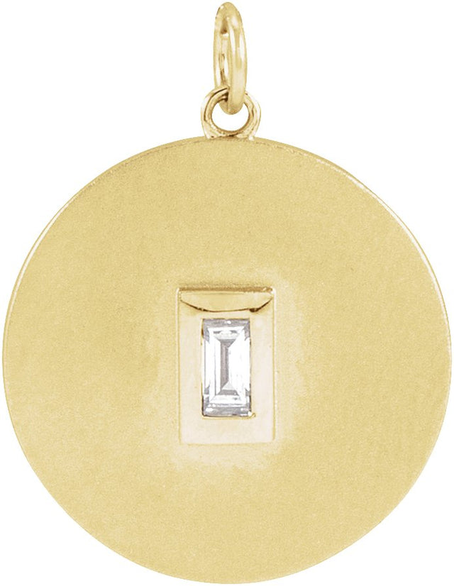 14K Gold Marquise Natural Diamond Accented Disc Necklace or Pendant - Yellow Gold