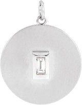 14K Gold Marquise Natural Diamond Accented Disc Necklace or Pendant - White Gold