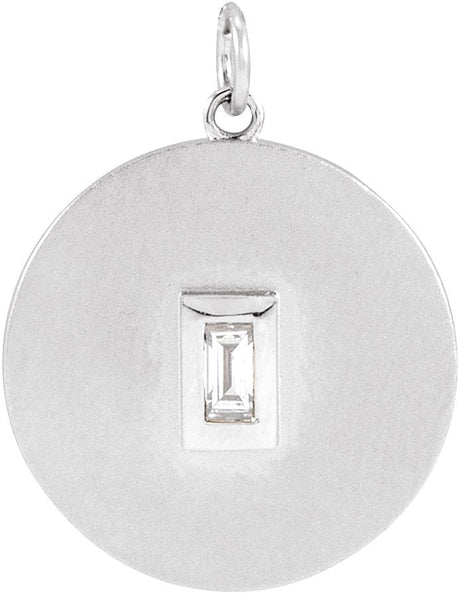 14K Gold Marquise Natural Diamond Accented Disc Necklace or Pendant - White Gold