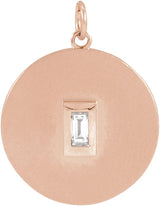 14K Gold Marquise Natural Diamond Accented Disc Necklace or Pendant - Rose Gold