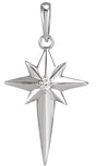 Platinum Round Natural Diamond Star Cross Necklace or Pendant