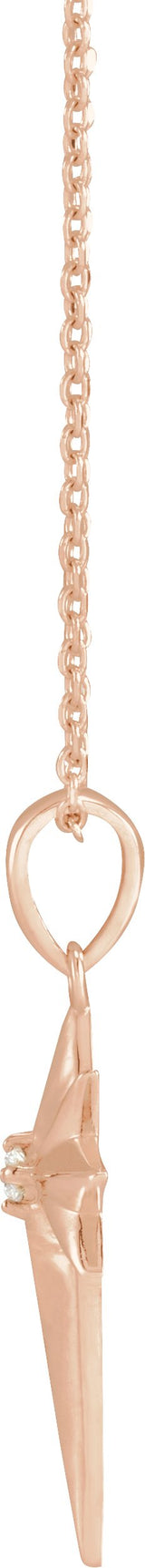 14K Gold Round Natural Diamond Star Cross Necklace or Pendant - Rose Gold - view 2