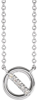 14K Gold Round Natural Diamond Circle Necklace – 0.03 CTW - White Gold