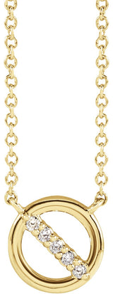 14K Gold Round Natural Diamond Circle Necklace – 0.03 CTW - Yellow Gold