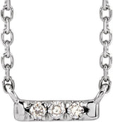 Platinum Round Natural Diamond French-Set Bar Necklace – 1.3-1.5mm Stones