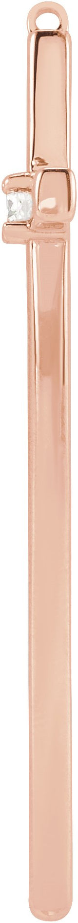 14K Gold Round Natural Diamond Sideways Cross Necklace – 0.06 CTW - Rose Gold - view 2