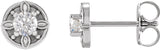 Platinum Round Natural Diamond Floral-Inspired Earrings